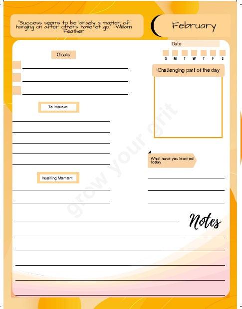 Your Grit motivational planner inside page