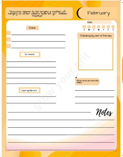 Your Grit motivational planner inside page